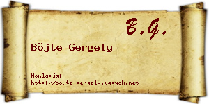 Böjte Gergely névjegykártya
