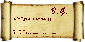 Böjte Gergely névjegykártya